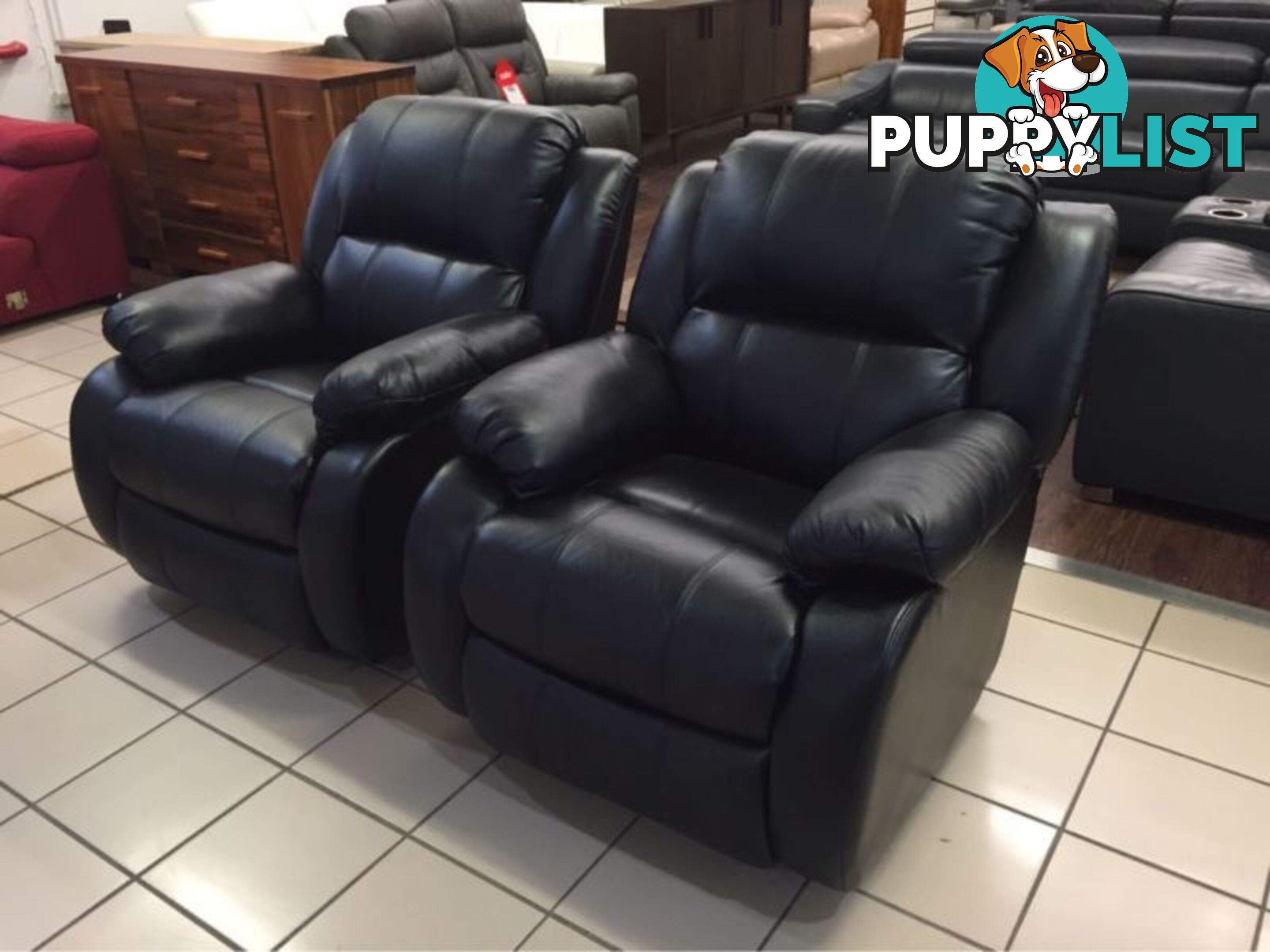 2 x ROCKING RECLINER CHAIRS (BLACK)