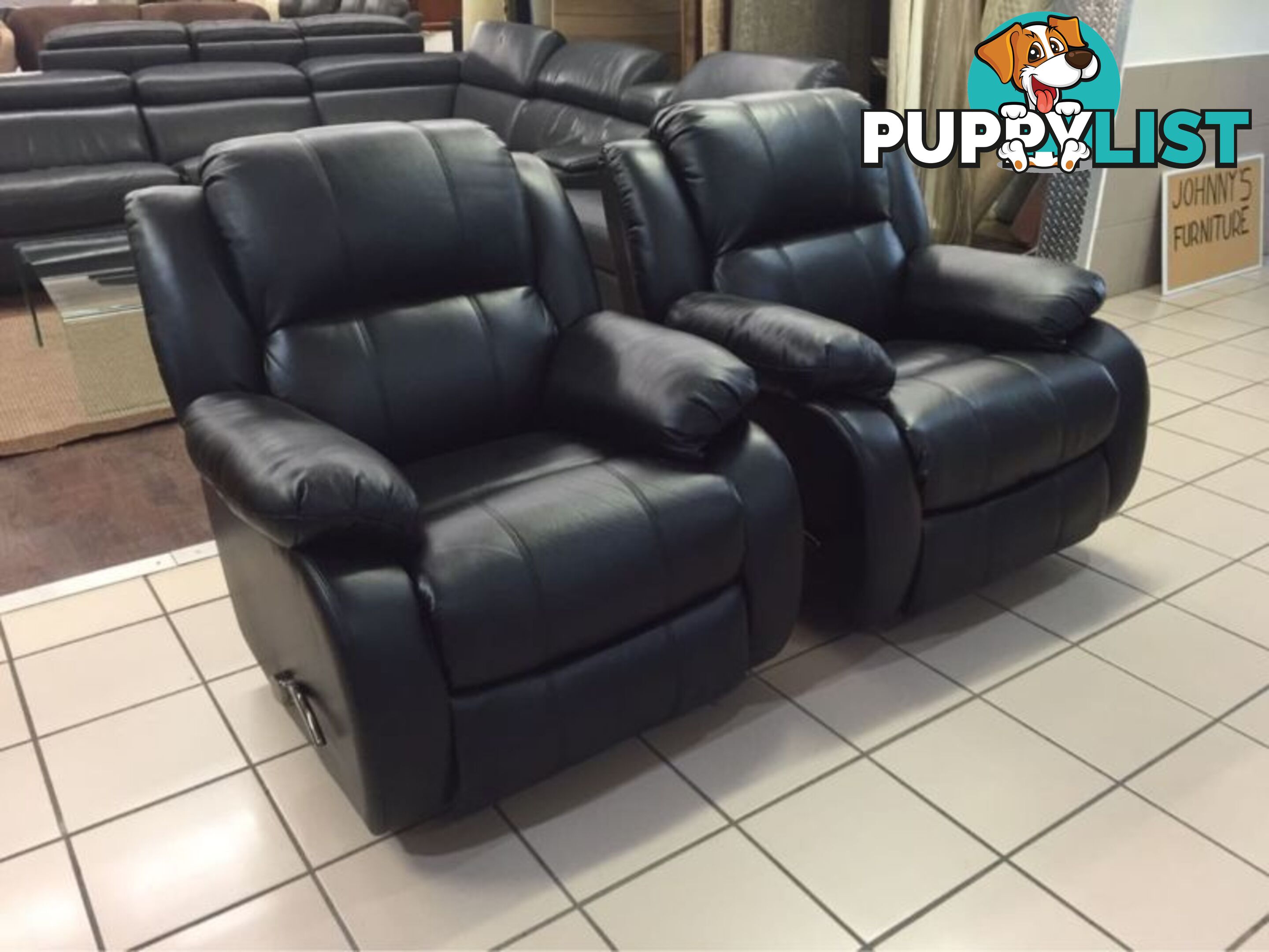 2 x ROCKING RECLINER CHAIRS (BLACK)