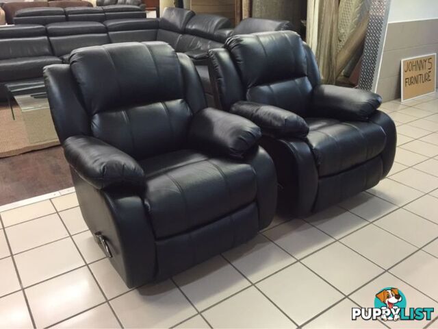 2 x ROCKING RECLINER CHAIRS (BLACK)