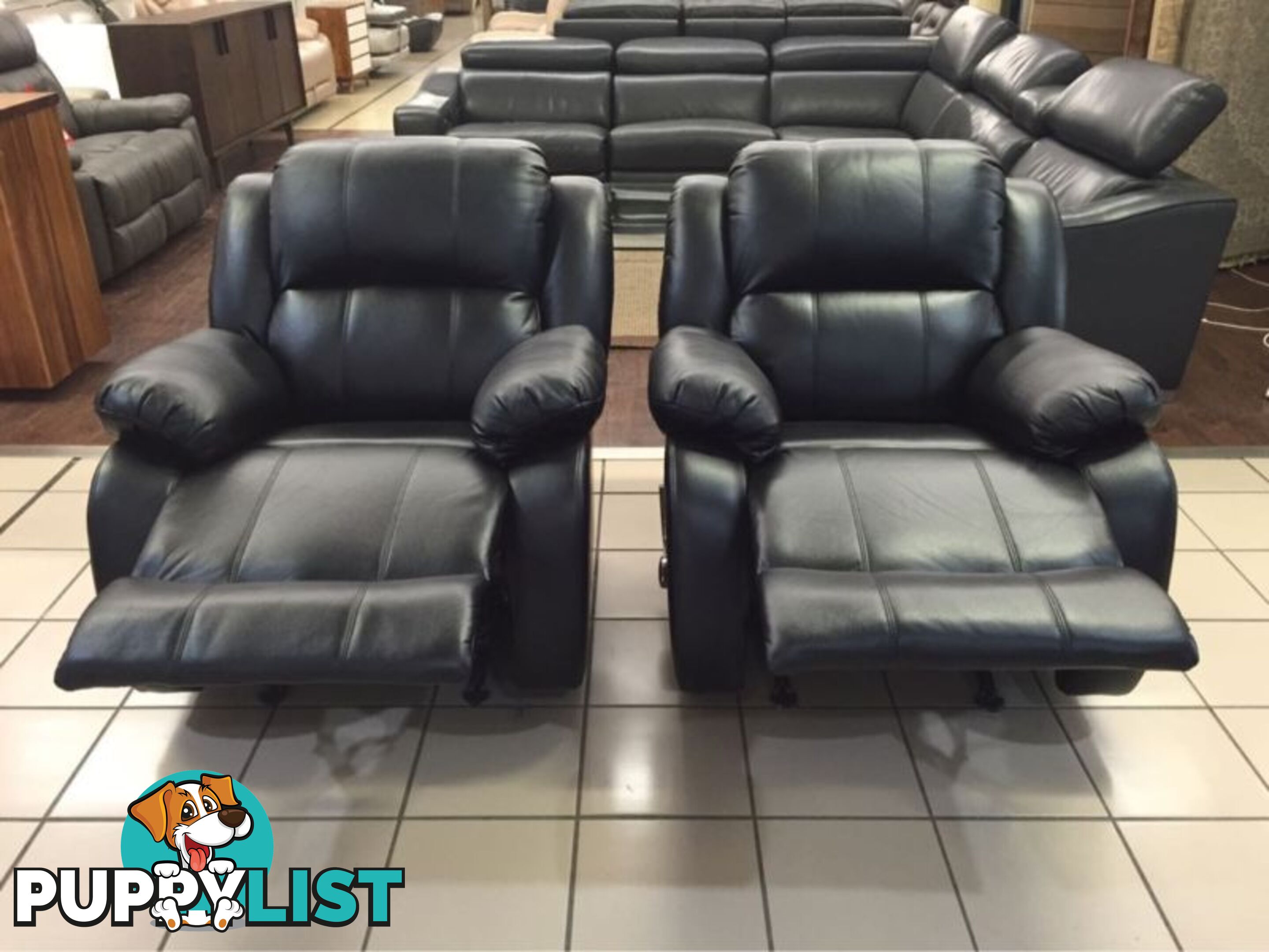 2 x ROCKING RECLINER CHAIRS (BLACK)