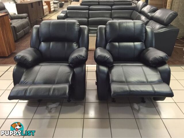 2 x ROCKING RECLINER CHAIRS (BLACK)