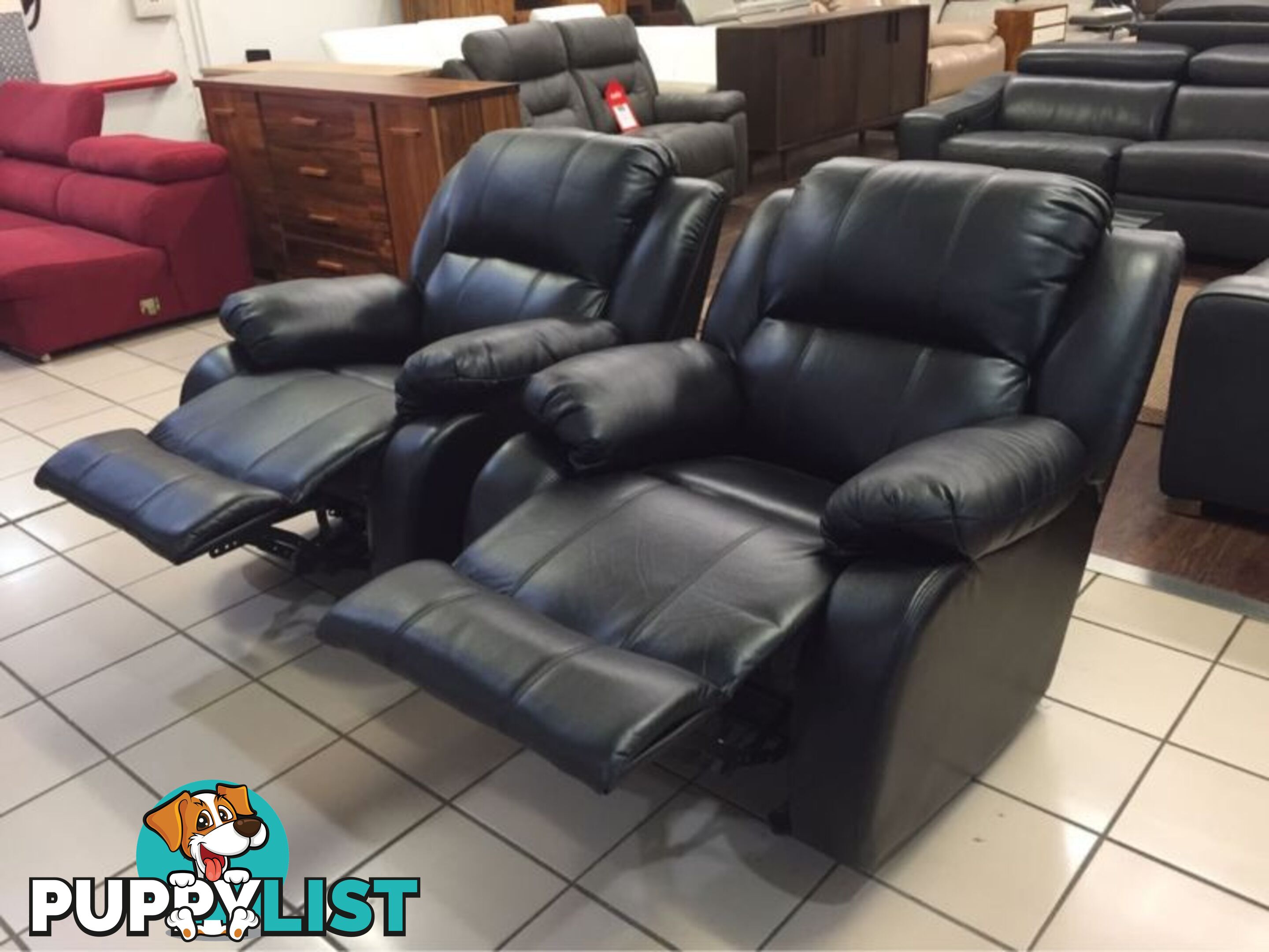 2 x ROCKING RECLINER CHAIRS (BLACK)