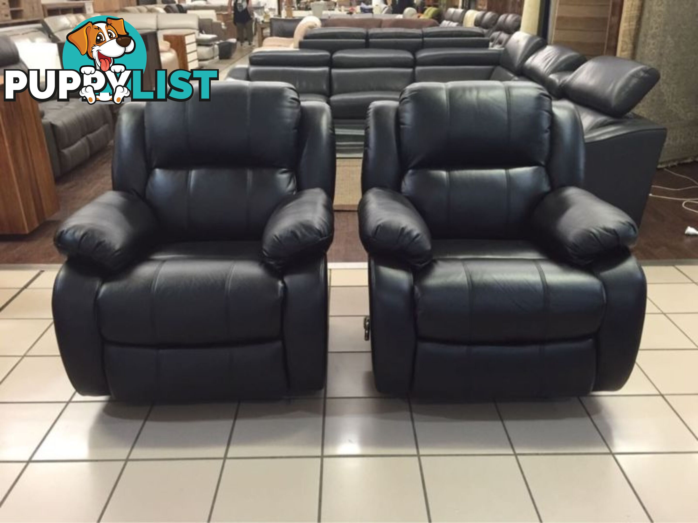 2 x ROCKING RECLINER CHAIRS (BLACK)