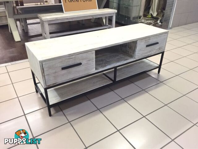 BRAND NEW - 2 DRAWER TV CABINET OLD ELM (WHITE)