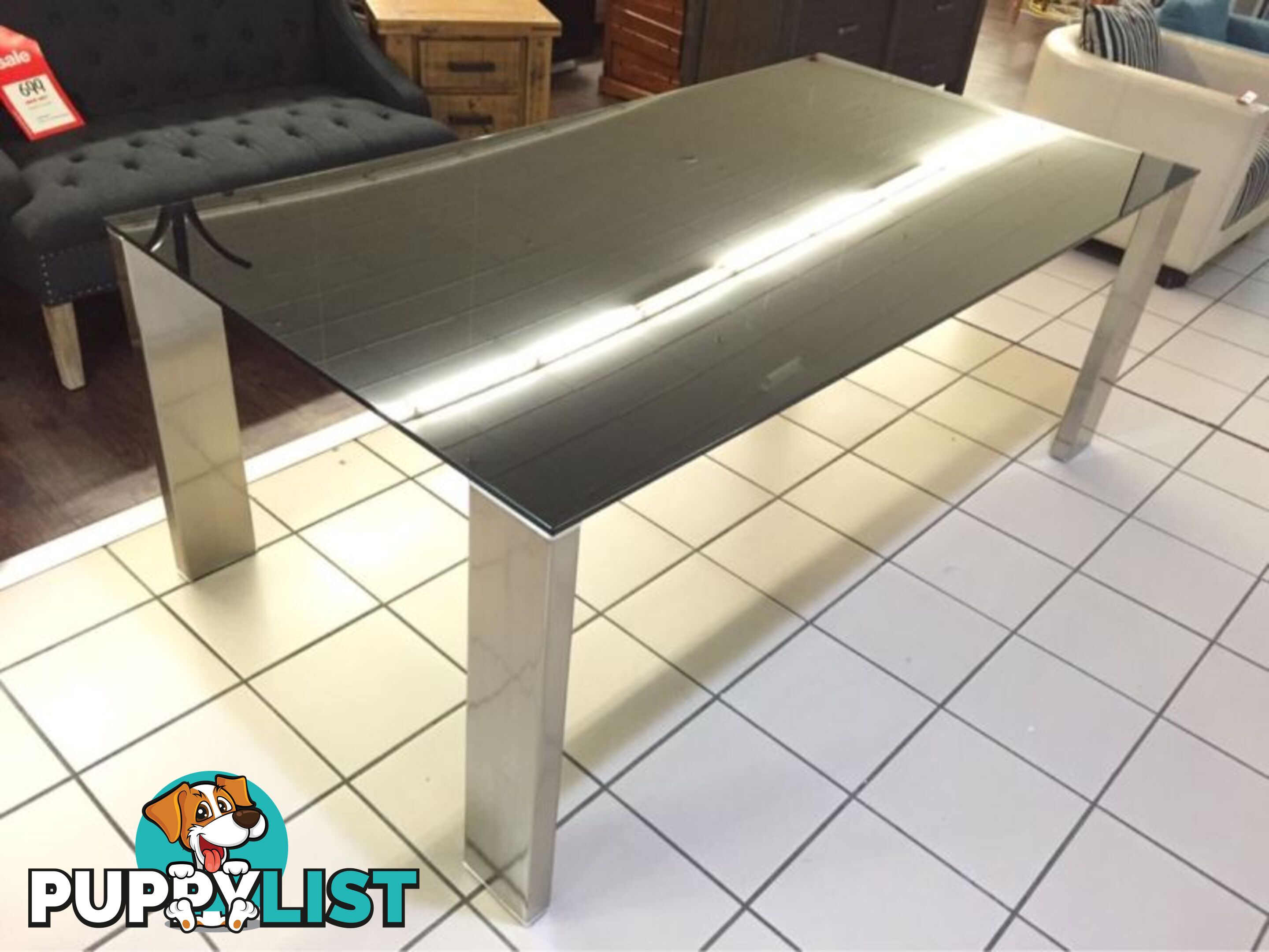 CLEARANCE - DINING TABLE W/GLASS TOP