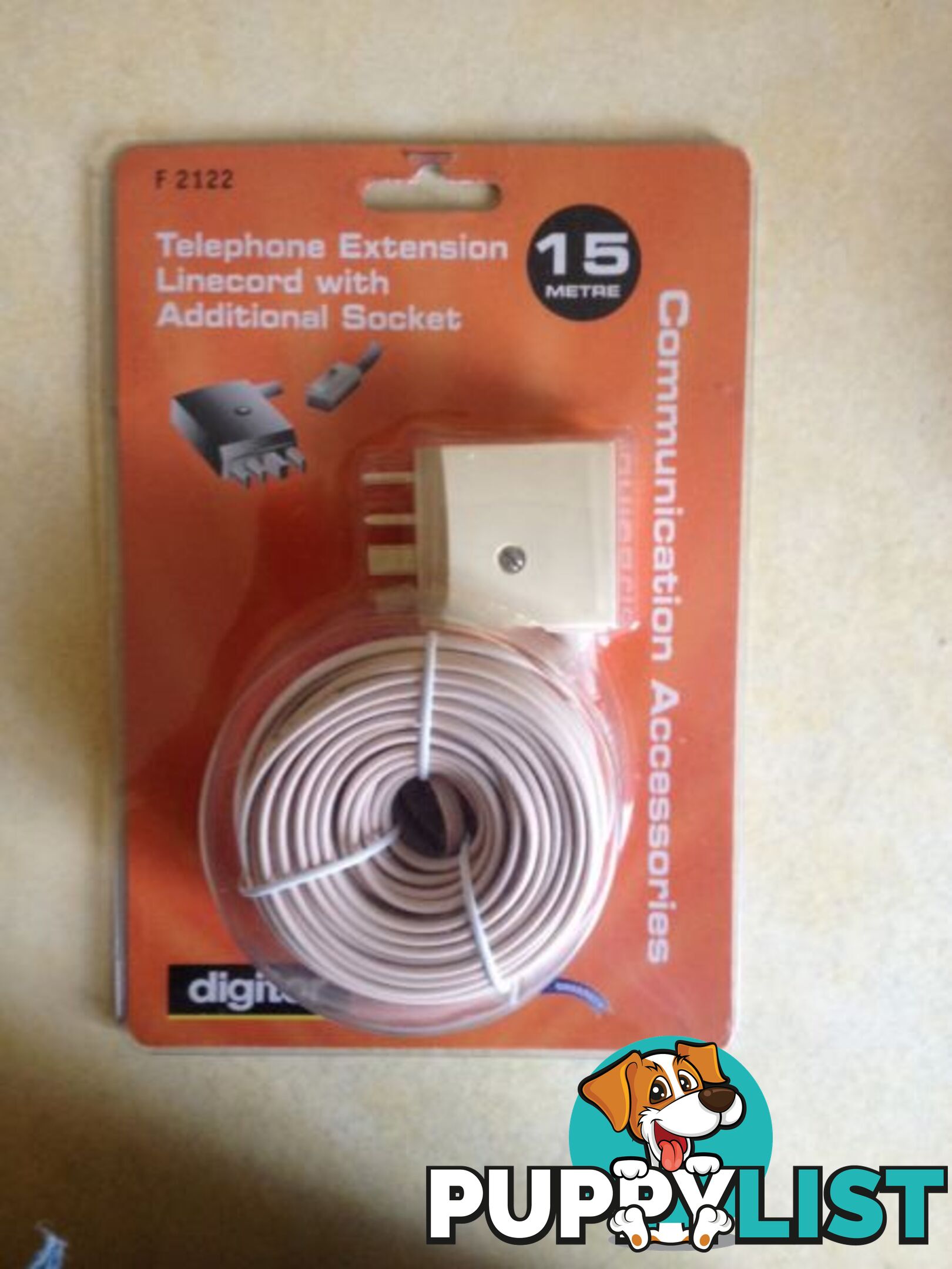 Telephone extension line cord with additional socket