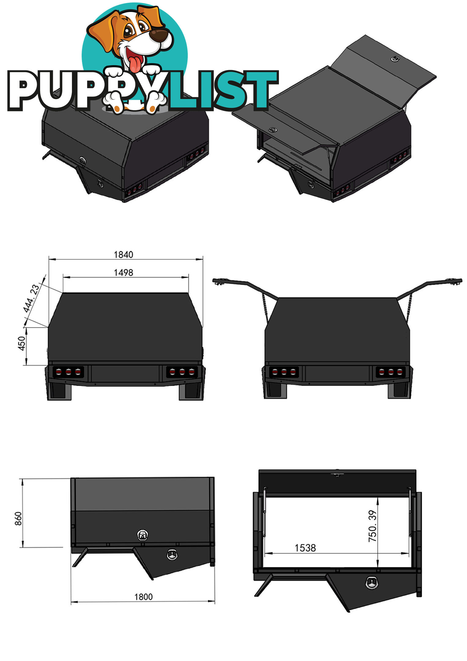 S3 1800MM UNISTRUT FLOOR SERVICE BODY FLAT ALLOY WITH 2 DOOR â BLACK