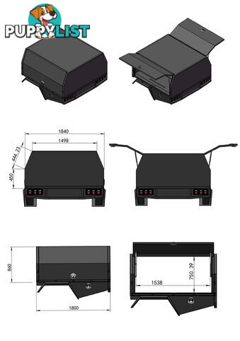 S3 1800MM UNISTRUT FLOOR SERVICE BODY FLAT ALLOY WITH 2 DOOR â BLACK