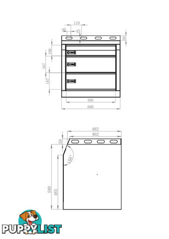 ALUMINIUM 3 DRAWER UNIT