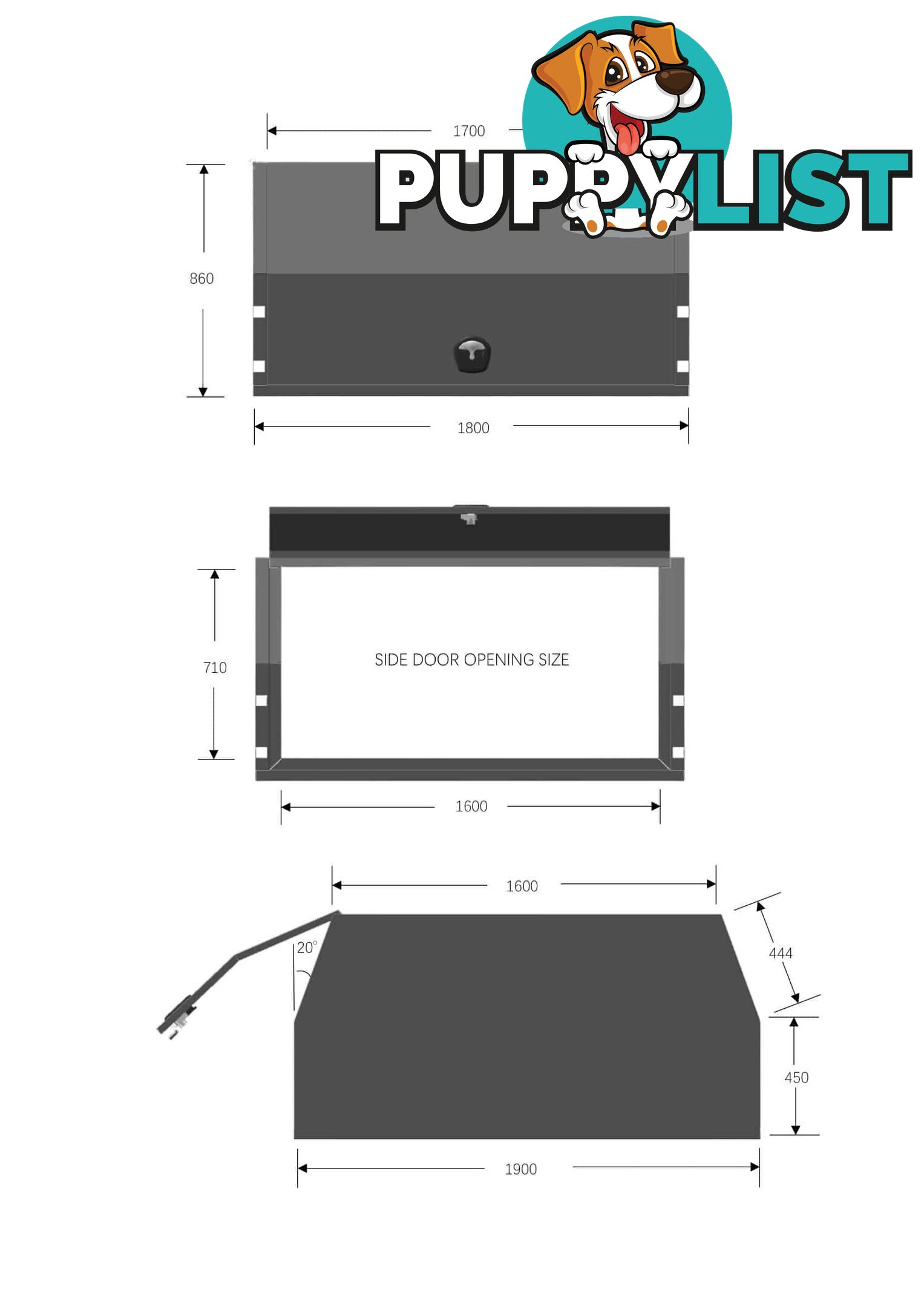 X1-WIDE 1800 F/P 2 DOORS BLACK