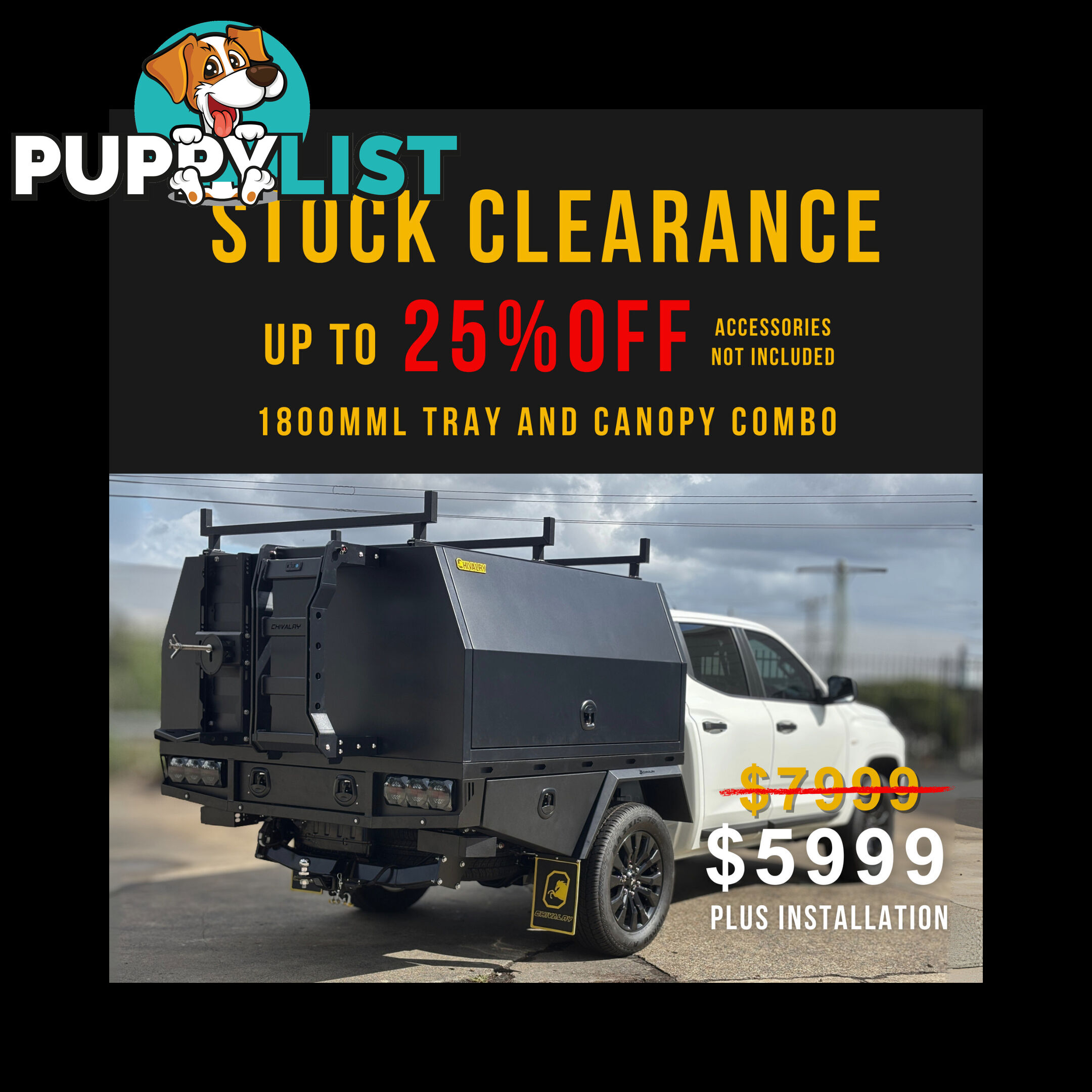 T3/X1 1800MML CANOPY WITH 1800MML TRAY COMBO BLACK