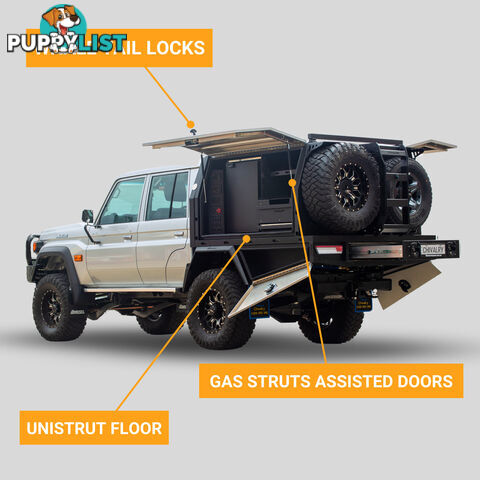 X3 CANOPY FOR TOYOTA LC79 FACTORY TRAY 1650MML 2 DOORS BLACK