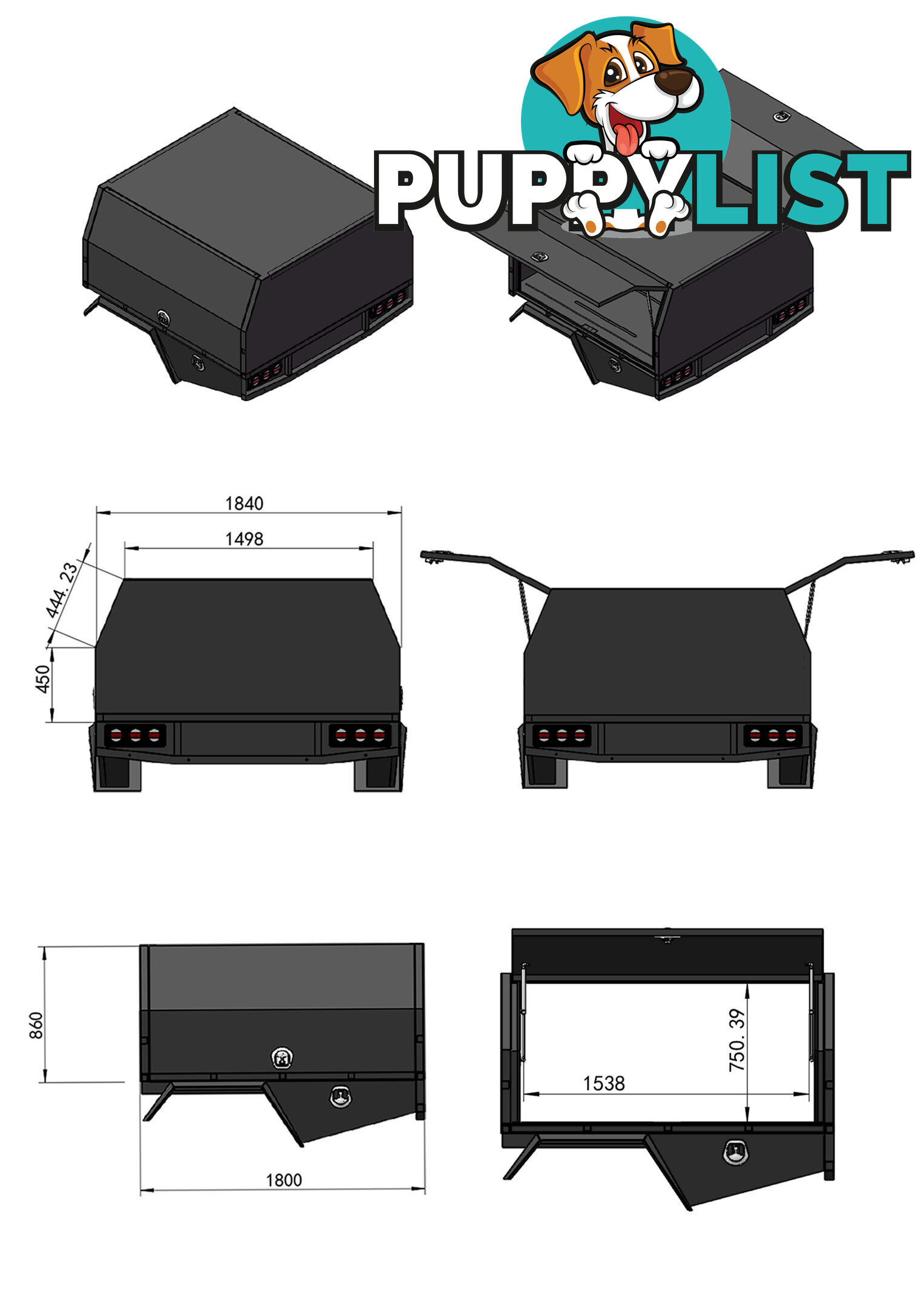 S3 1650MM UNISTRUT FLOOR SERVICE BODY FLAT ALLOY WITH 2 DOOR â BLACK