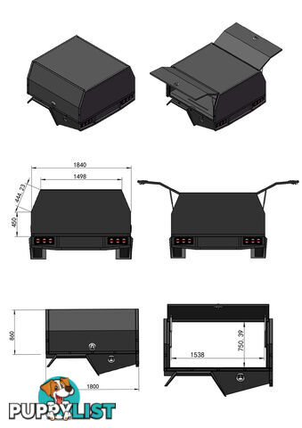 S3 1650MM UNISTRUT FLOOR SERVICE BODY FLAT ALLOY WITH 2 DOOR â BLACK