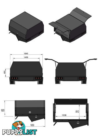 S3 1650MM UNISTRUT FLOOR SERVICE BODY FLAT ALLOY WITH 2 DOOR – BLACK