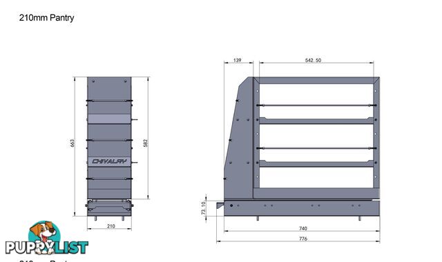 ALUMINIUM 210MM PANTRY