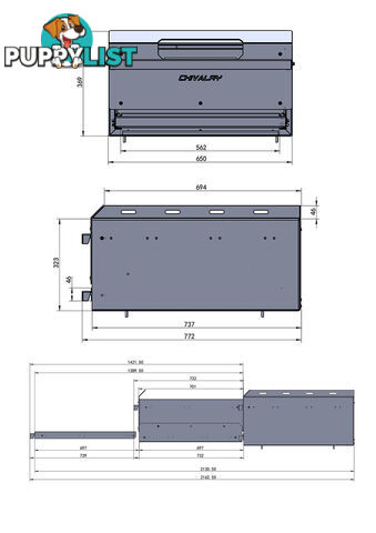 ALUMINIUM DRAWER WITH CUTTING BOARD BLACK