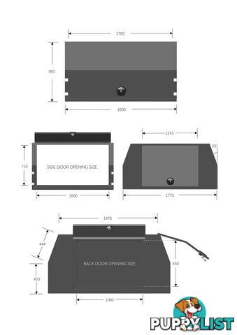 T1/X1 1800MM BLACK CANOPY AND RAW ALLOY TRAY 3 DOORS COMBO