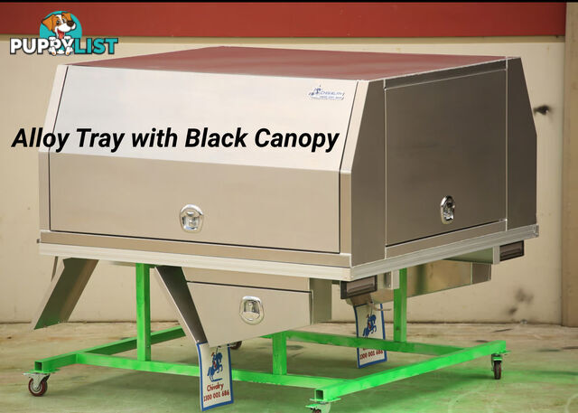 T1/X1 1800MM BLACK CANOPY AND RAW ALLOY TRAY 3 DOORS COMBO