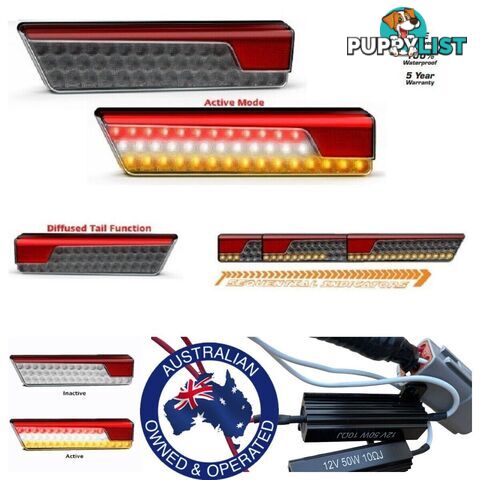 PAIR LED TAIL LIGHTS 3 LED COMBINATION STOP TAIL INDICATOR REVERSE TRUCK UTE