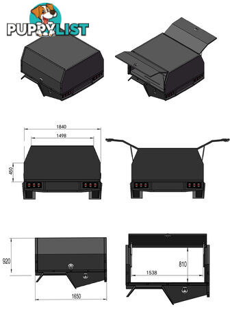 S1 1650MM SERVICE BODY FLAT ALLOY WITH 2 DOOR â BLACK
