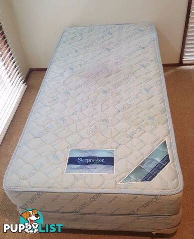 Sleepmaker Miracoil Single Mattress & Base on wheels