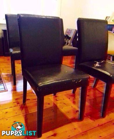 5 x brown leather chairs $10 each