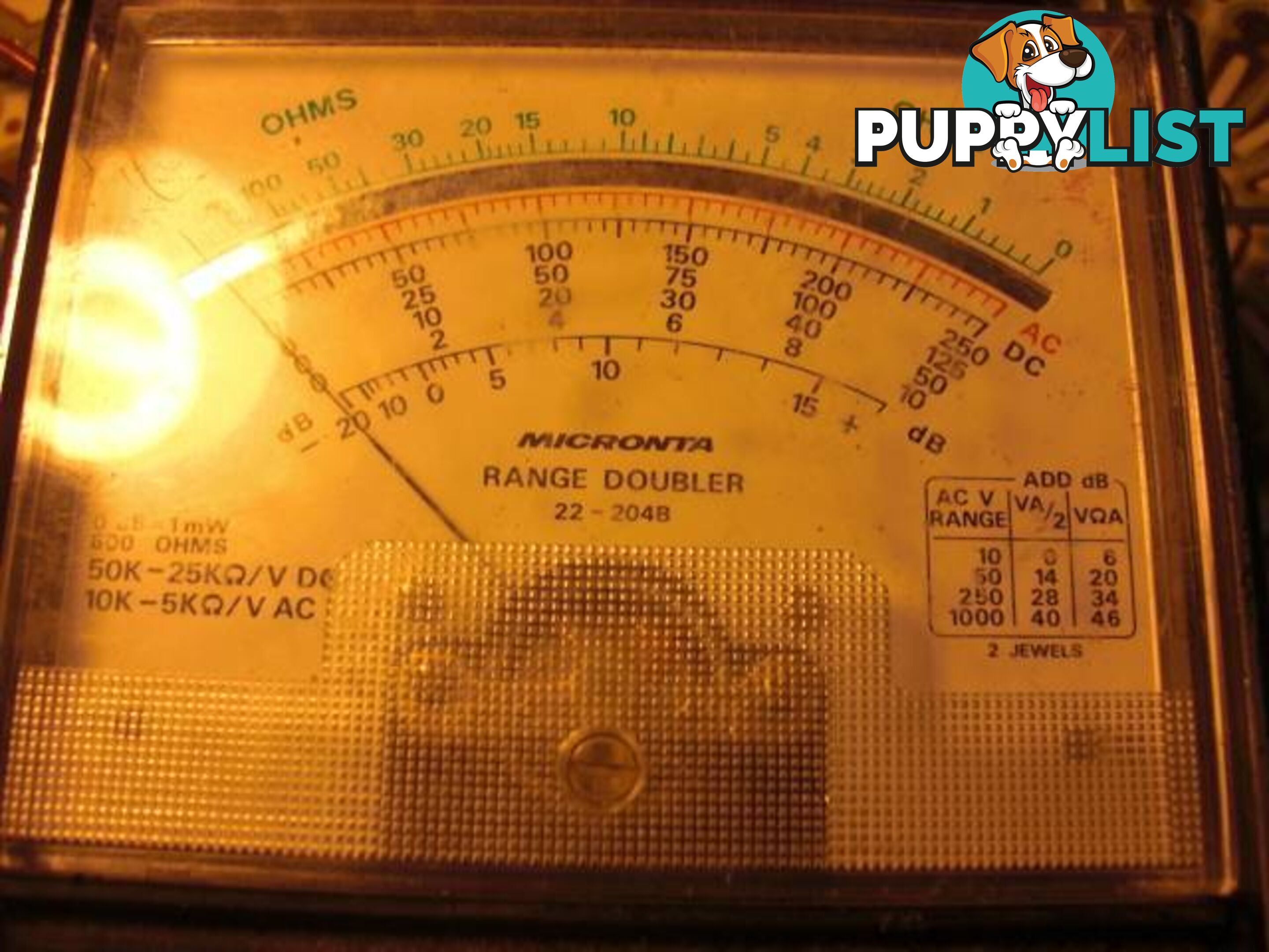 MICRMICRONITA RANGE DOUBLER 22-204B db OHMS AD DC VOTLS MADE IN J