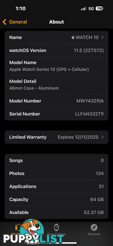Apple Watch 10 black 46mm free pair apropos pods pro