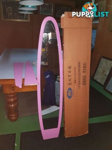 pink surf board shape mirror