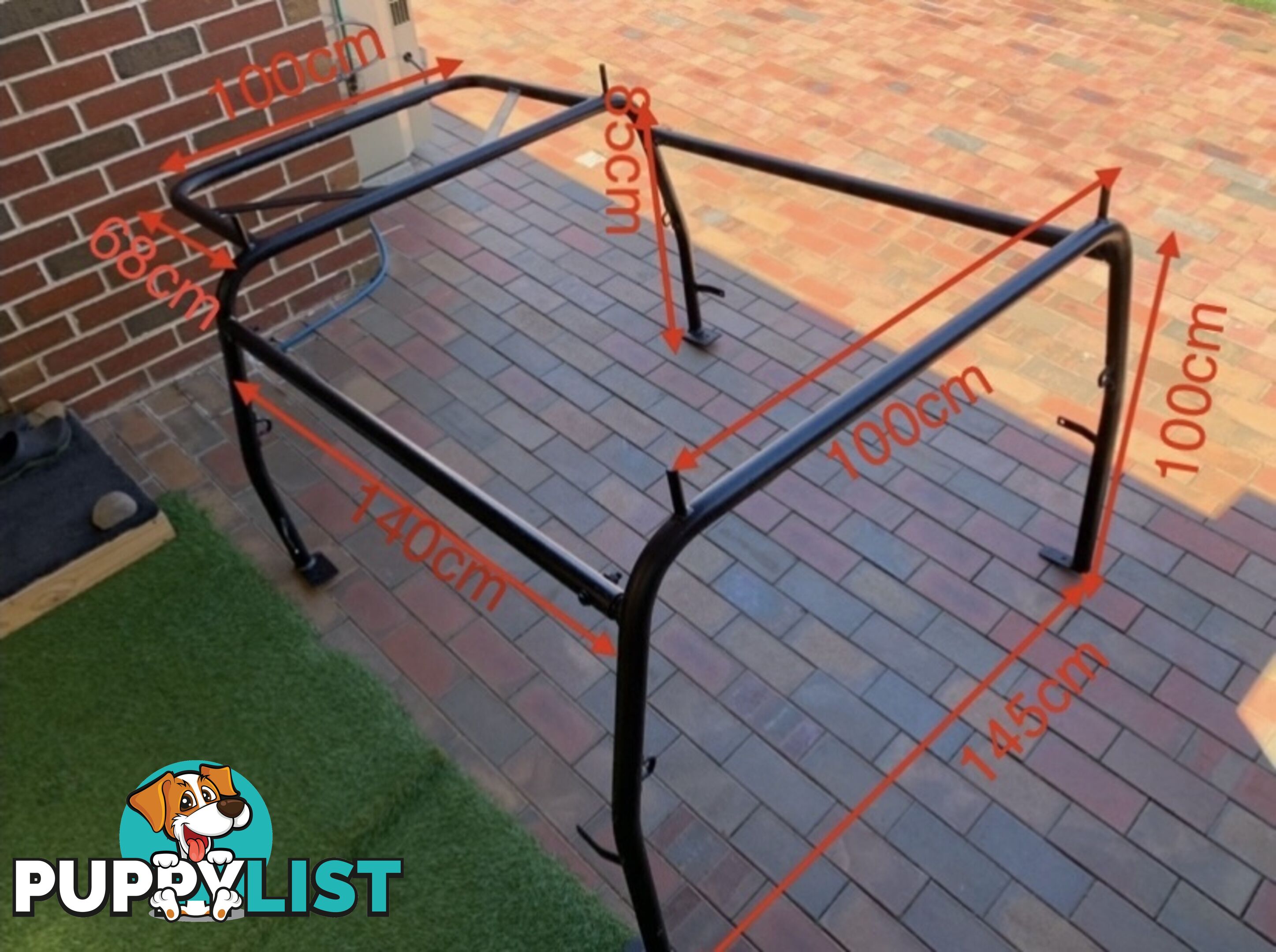 Heavy duty black steel roof ladder rack