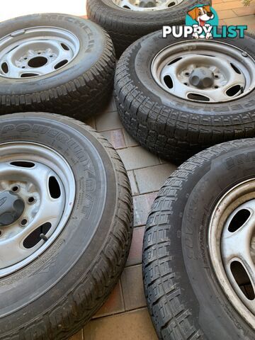 5 Ford Ranger Wheels - Steel Rims, Tyres and 4 Ford Centre Caps