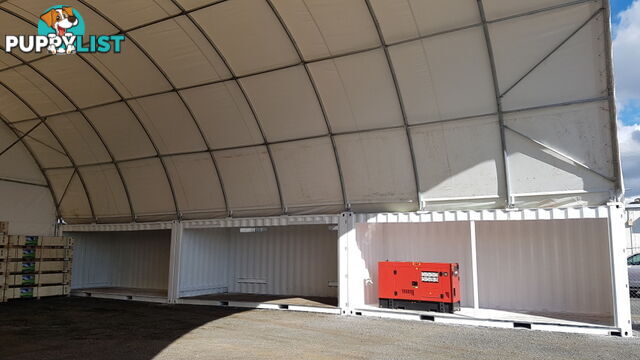 New 12m x 18m (223m2) Container Shelter Workshop Igloo Dome & Endwall
