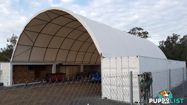 New 12m x 18m (223m2) Container Shelter Workshop Igloo Dome & Endwall