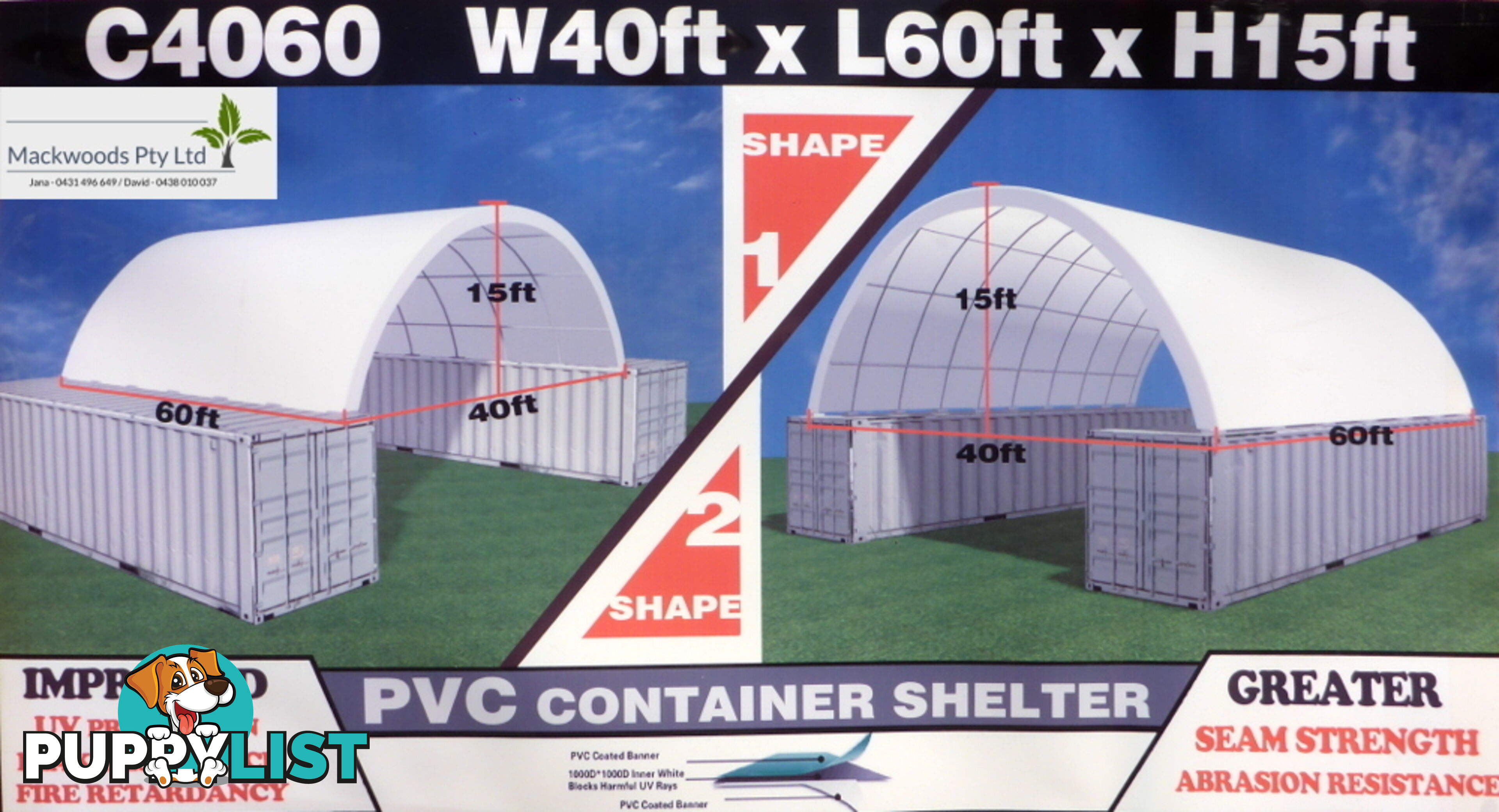 New 12m x 18m (223m2) Container Shelter Workshop Igloo Dome & Endwall