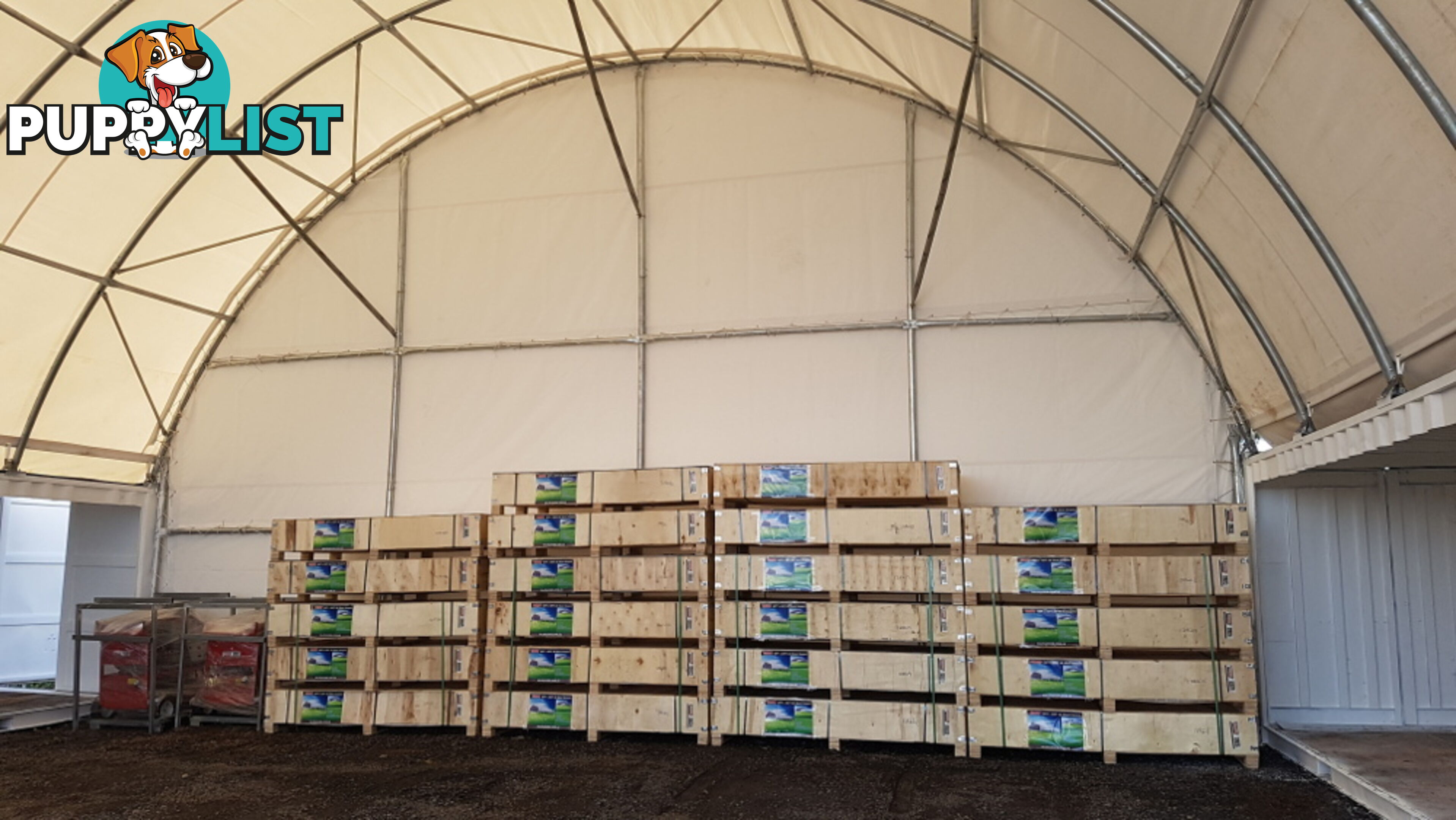New 12m x 18m (223m2) Container Shelter Workshop Igloo Dome & Endwall