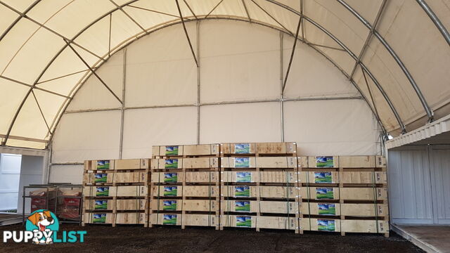 New 12m x 18m (223m2) Container Shelter Workshop Igloo Dome & Endwall
