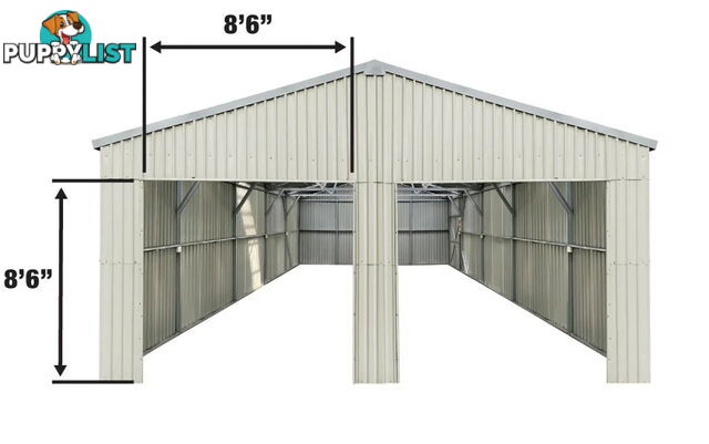 New 7.6m x 10.1m (77m²) All Steel Double Garage Carport Shed Mancave