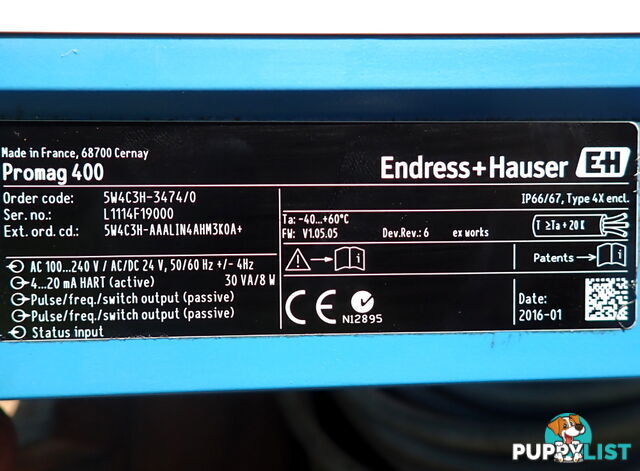 New Endress+Hauser DN300, Proline Promag W 400 Electromagnetic Flowmeter