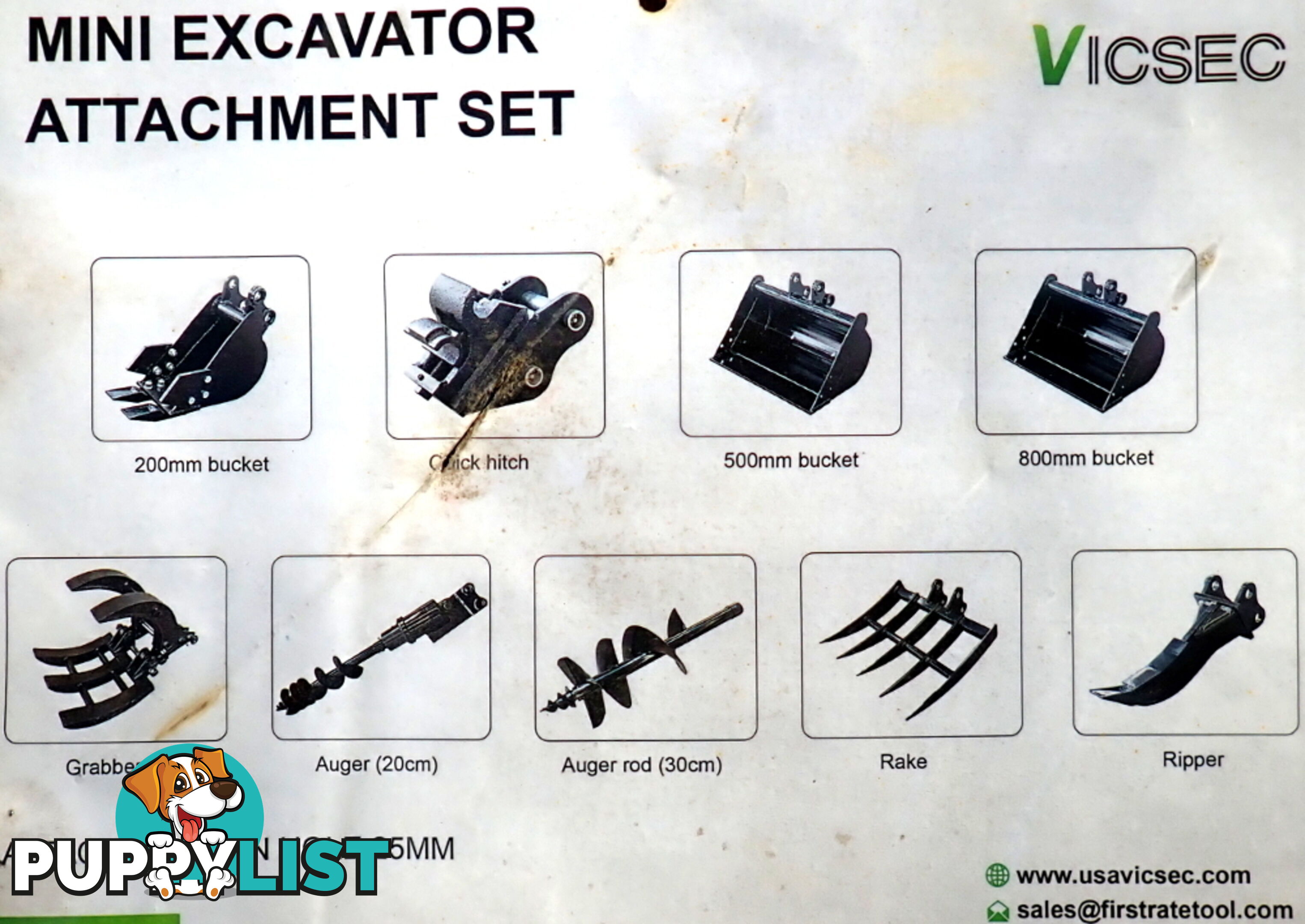 New 0.8-1.7 ton (25mm pin) Mini Excavator Attachments Kit