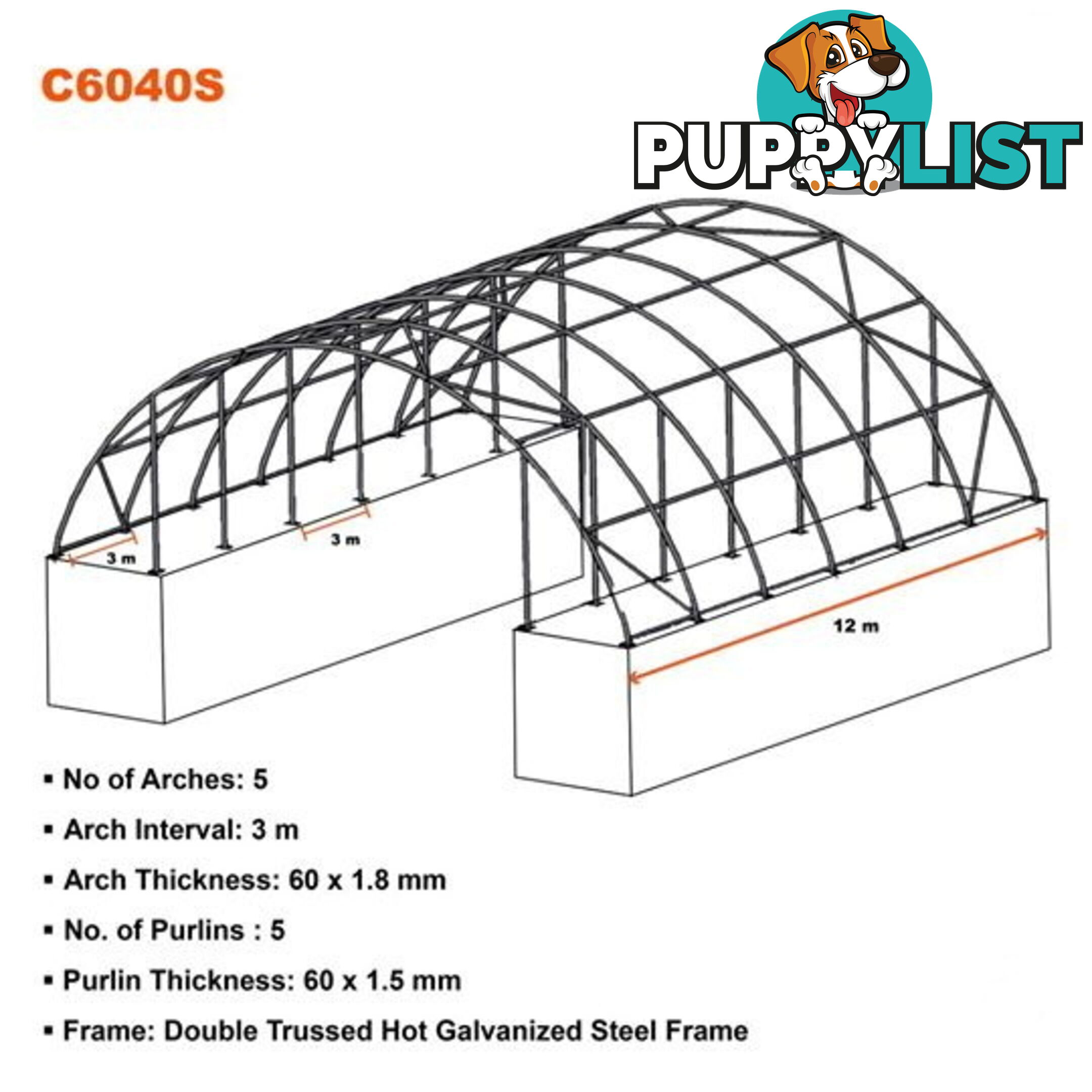 New 18m x 12m Double Trussed Container Shelter Workshop Igloo Dome