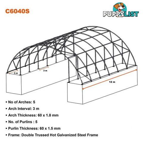 New 18m x 12m Double Trussed Container Shelter Workshop Igloo Dome