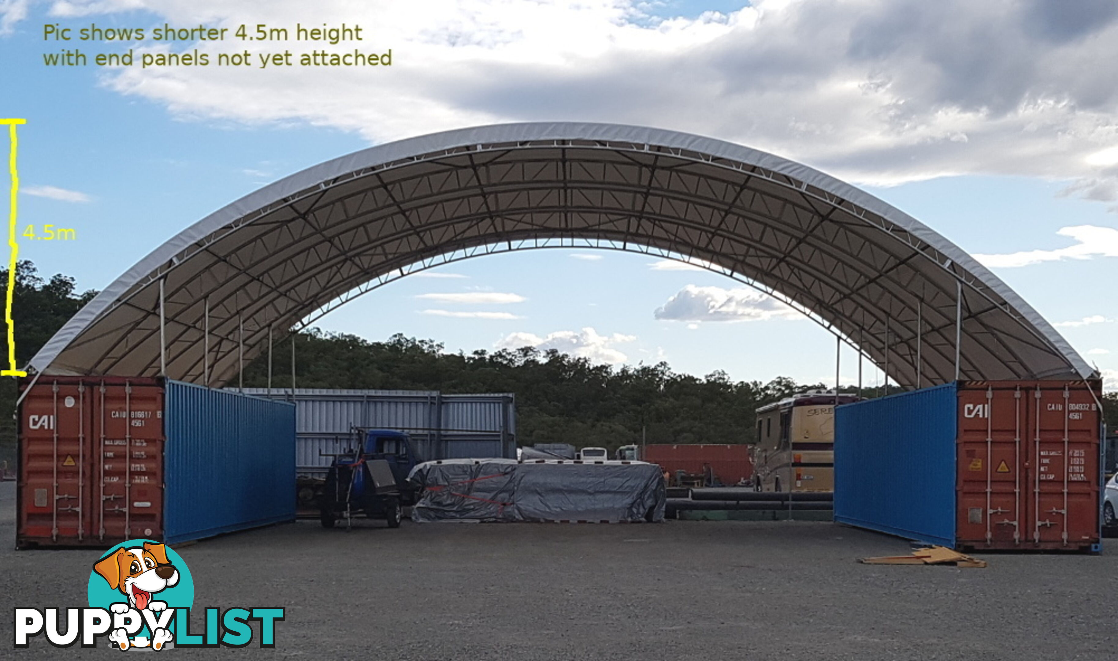 New 18m x 12m Double Trussed Container Shelter Workshop Igloo Dome