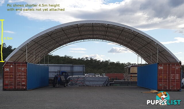 New 18m x 12m Double Trussed Container Shelter Workshop Igloo Dome