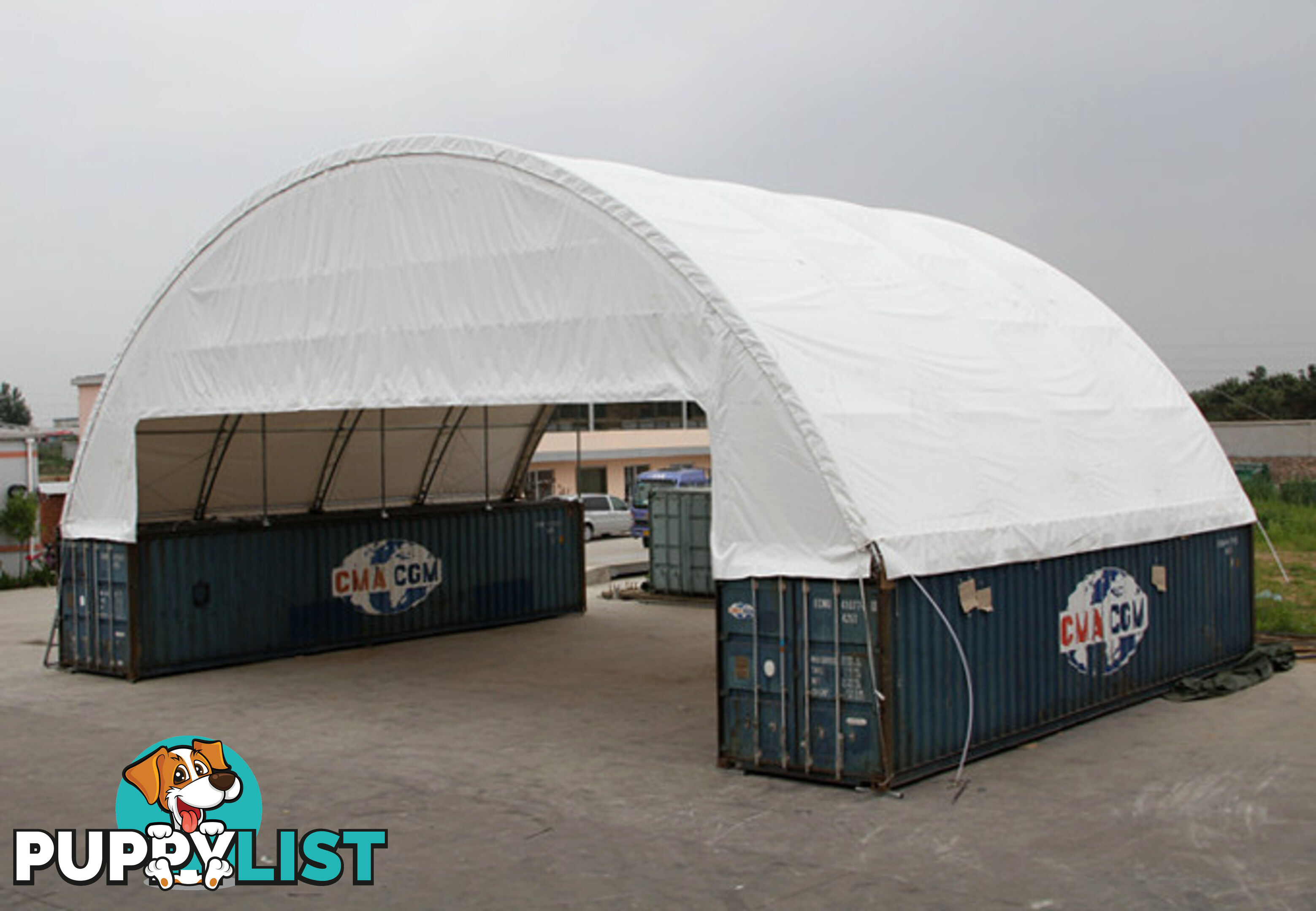 New 18m x 12m Double Trussed Container Shelter Workshop Igloo Dome