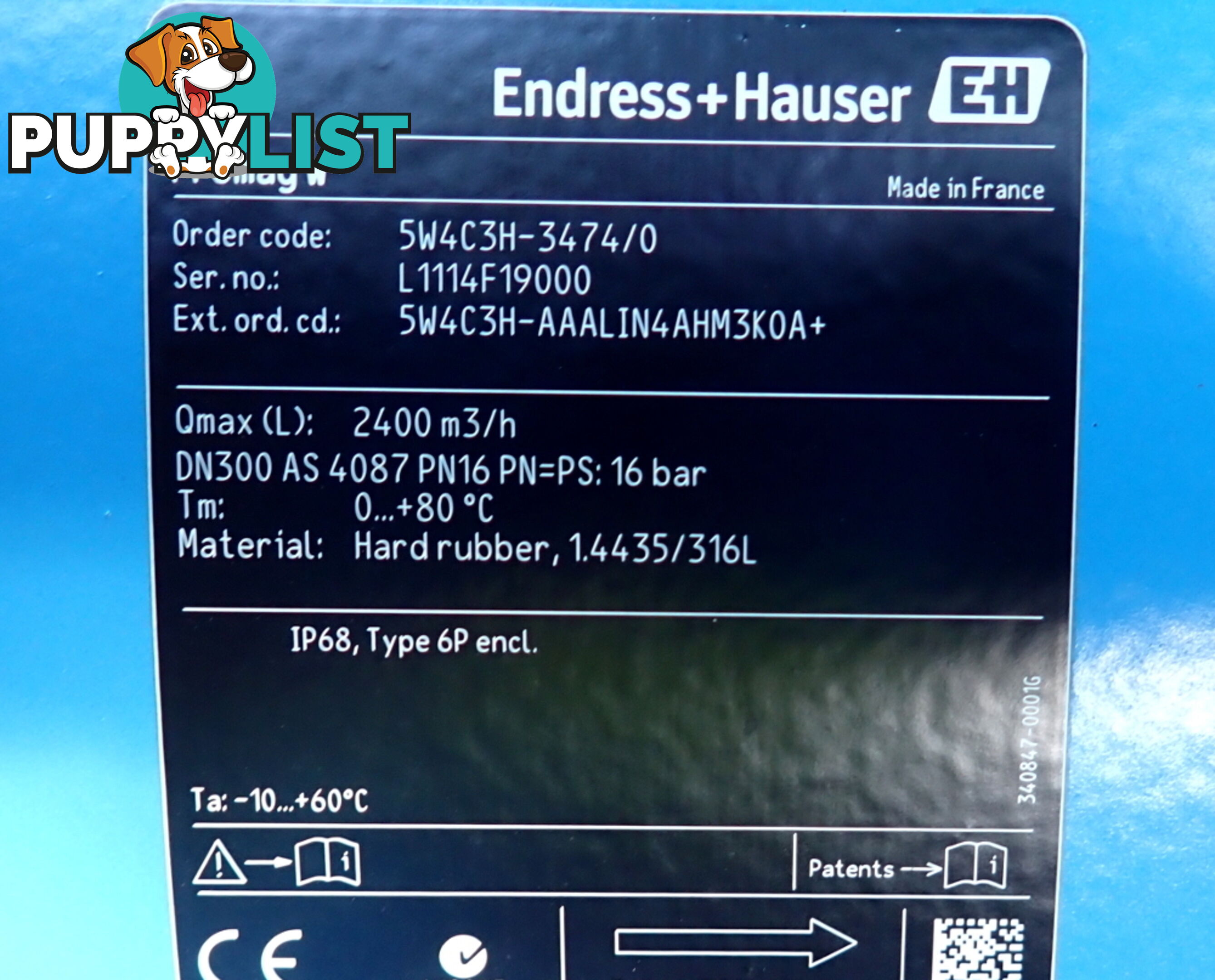 New Endress+Hauser DN300, Proline Promag W 400 Electromagnetic Flowmeter