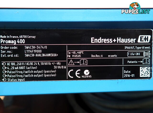 New Endress+Hauser DN300, Proline Promag W 400 Electromagnetic Flowmeter