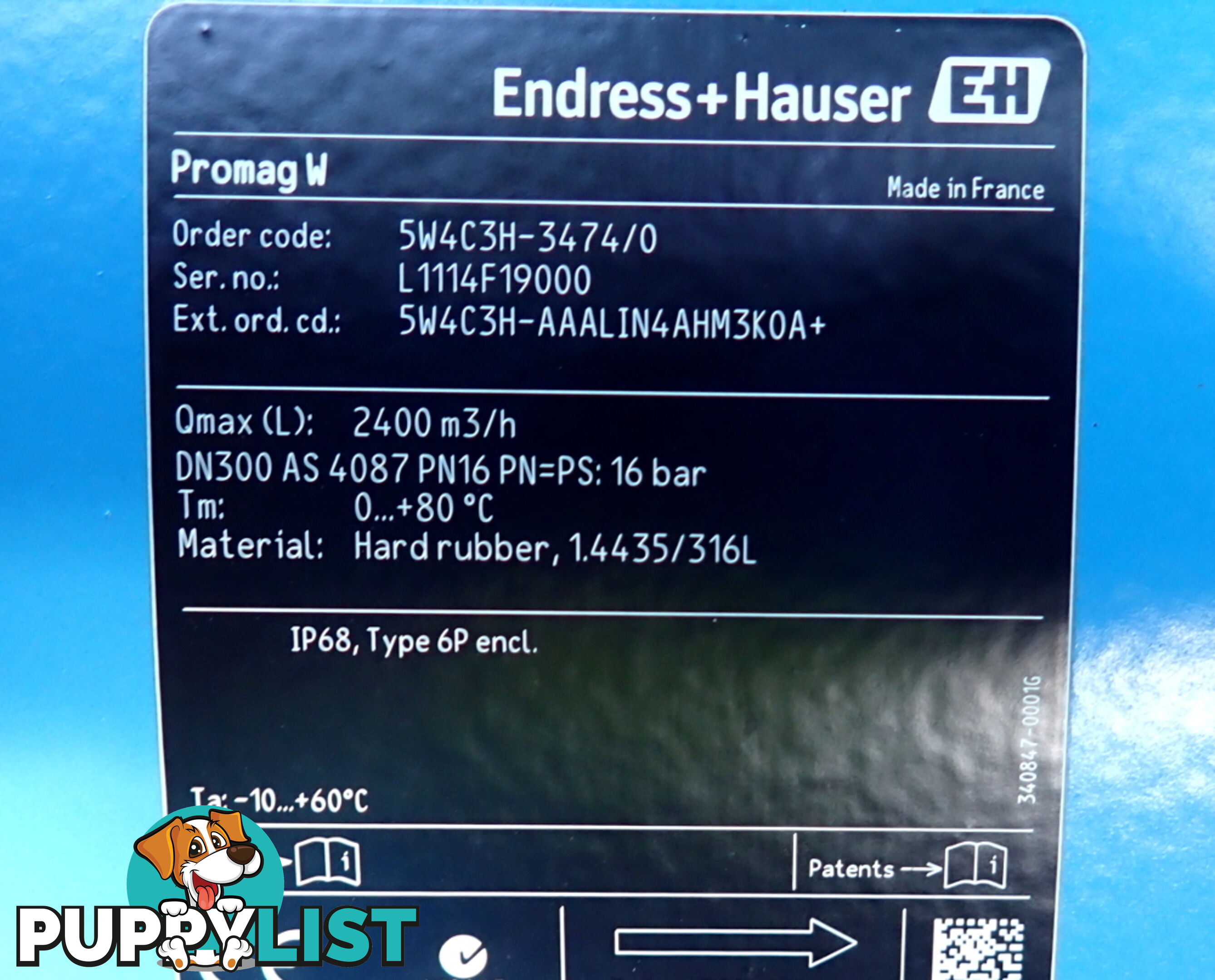 New Endress+Hauser DN300, Proline Promag W 400 Electromagnetic Flowmeter