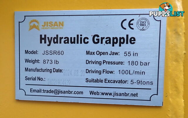 New Jisan 5-10 ton (45 or 50mm Pin) Excavator Rotating Hydraulic Grapple Grab