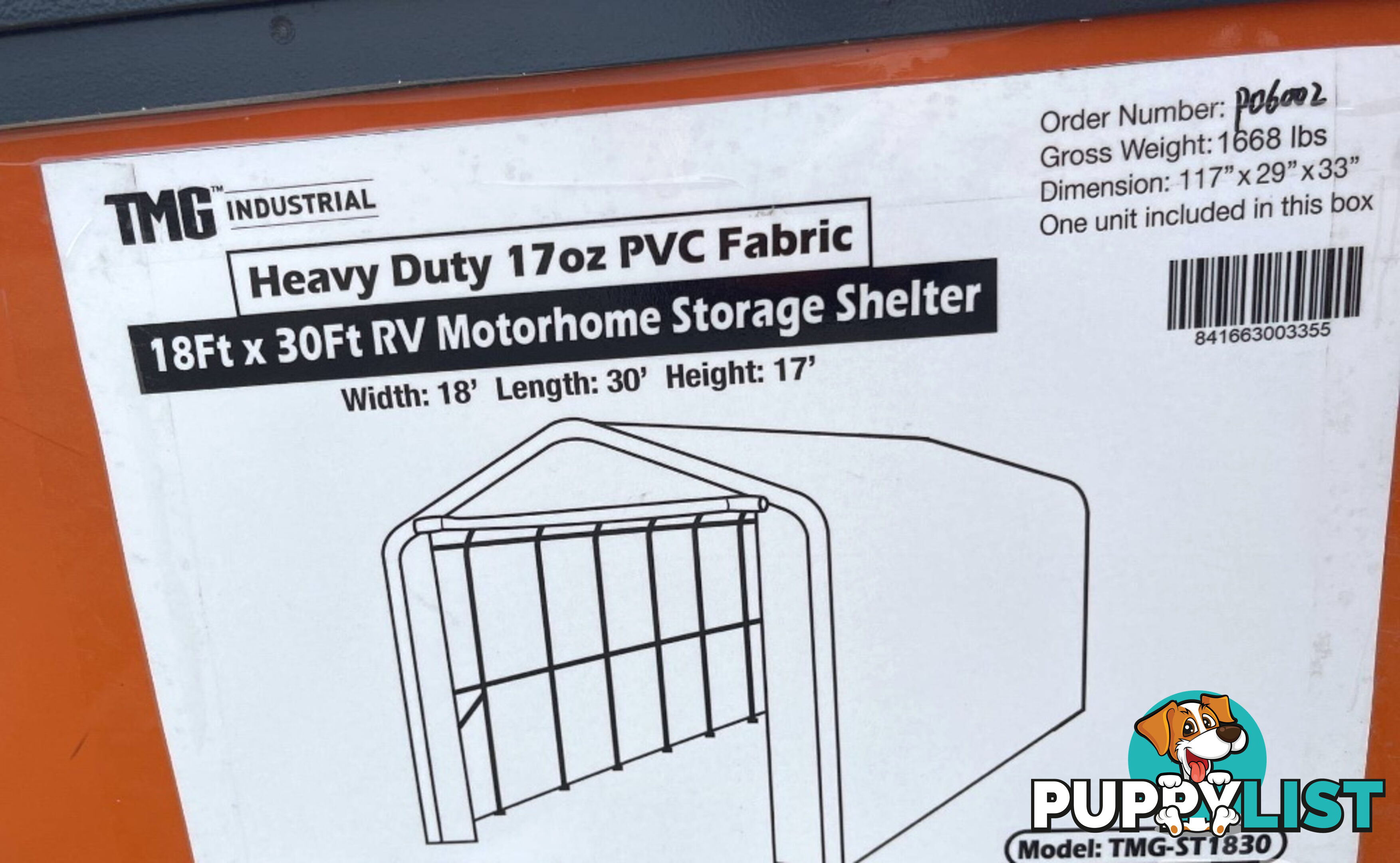 50m2 Motorhome / RV / Caravan / Boat Storage Shelter Building 5.5m x 9m x 5.3m